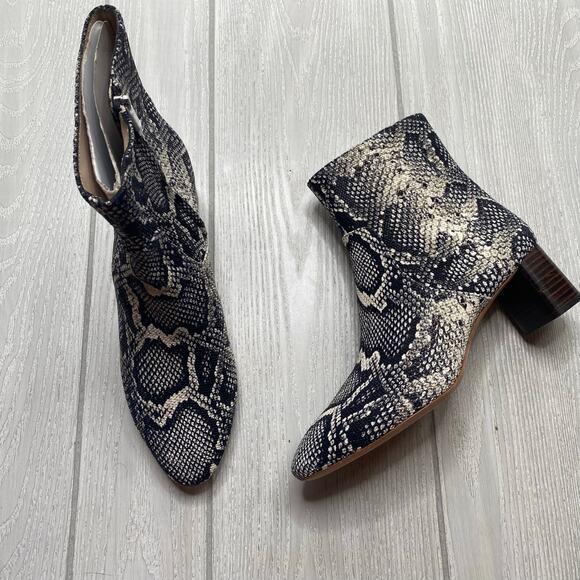 LOEFFLER RANDALL WOMEN'S GEMA SNAKESKIN EMBOSSED LEATHER BOOTS SIZE 10 - Picture 1 of 11